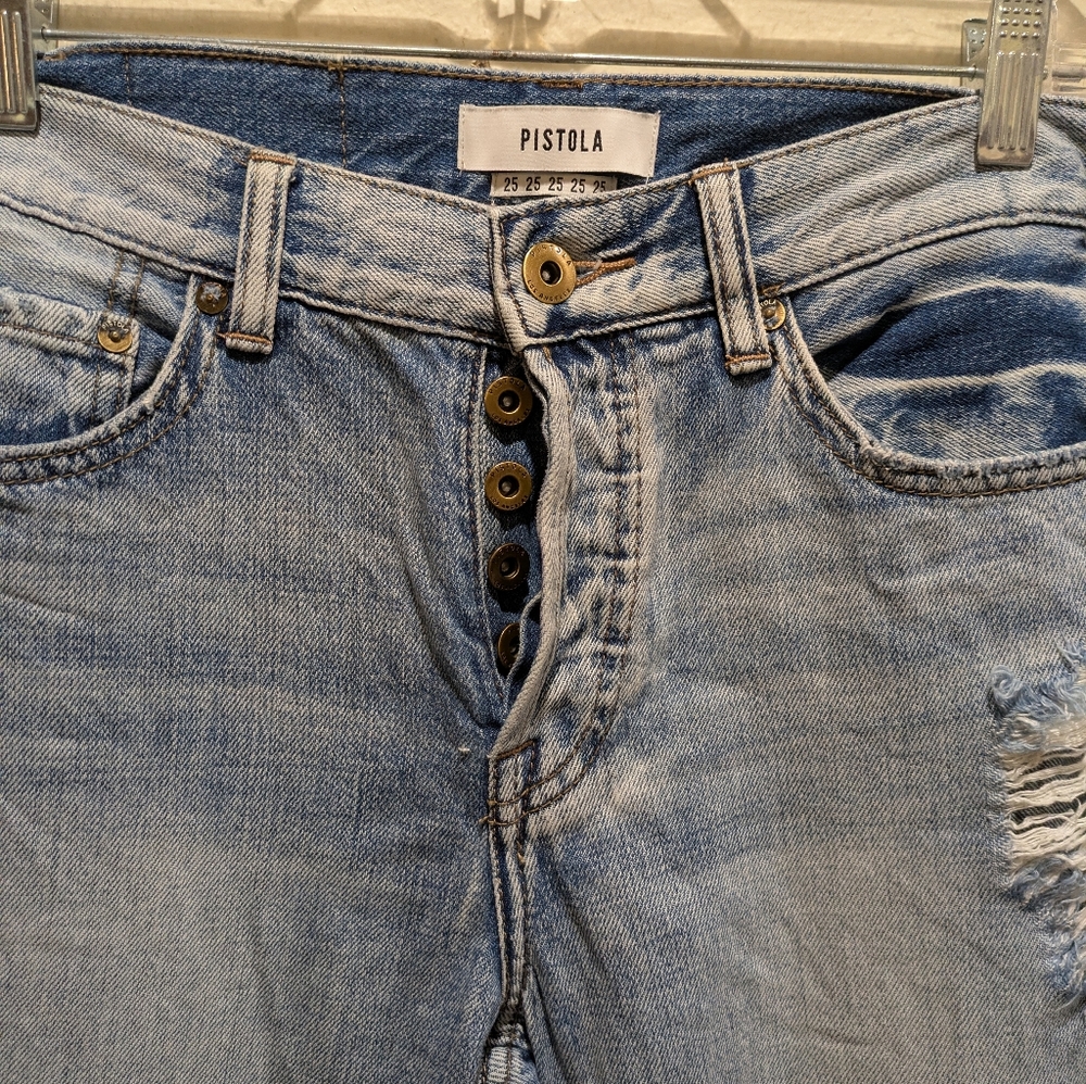 Pistola High Rise Distressed Blue Jeans Size 25 - Picture 4 of 10